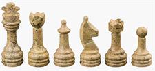  White & Coral Marble Natural Stone Chess Set With Rustic Series Chess Pieces 