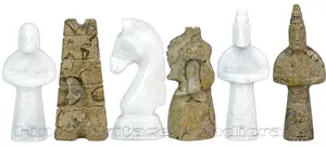 Luxury Coral & White Marble Royal Bishop Series Chess Set – Handcrafted Chess Pieces
