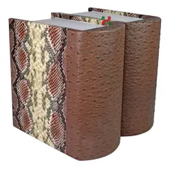 Brown and Tan Snakeskin Pattern Book Shaped Companion Urn for Couple’s Ashes – Dual Chamber Memorial Keepsake for Husband and Wife