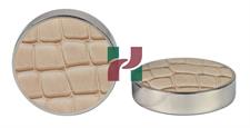 Faux Leather Fawn Crocodile Textured Backgammon Checkers 44.5x10mm with Silver Metallic Edges & Faux Leather Storage Box