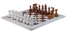 Luxury White Marble & Red Onyx European Style Chess Set with Faux Leather Storage Box – Handmade Stone Chessboard Game for Home Decor & Gifts