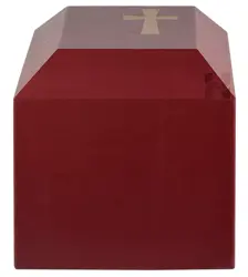 Elegant Burgundy PU Leather Garden Urn with Inlaid Christian Cross – Memorial Ashes Keepsake