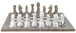 Handcrafted Oceanic and White Marble Chess Set – Luxury Artisan Chess Board for Home Decor & Gift