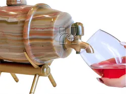 Handmade Green Onyx Marble Wine Barrel – 6.25x11 Inch Elegant Stone Wine Tank for Storing Wine