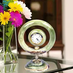 Handcrafted Green Onyx Ring Clock – Luxury Marble Stone Table Clock for Office or Living Room
