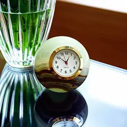 Hand-Carved Green Onyx Sphere Desk Clock - Natural Stone Ball Timepiece for Office & Home Decor