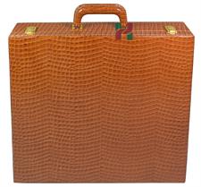 Tangerine Croco PU Leather Chess Set Storage Box with Carrying Handle – Stylish and Durable Chess Piece Organizer for Travel and Home