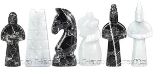 Handcrafted Black Zebra and White Marble Royal Bishop Series Chess Pieces Set - 3.75 Inch King Luxury Natural Stone Chessmen for Collectors and Home Decor