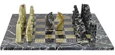 Black Zebra & Green Onyx Royal Bishop Series Luxury Chess Set with Premium Faux Leather Storage Box – Handcrafted Stone Chess Pieces