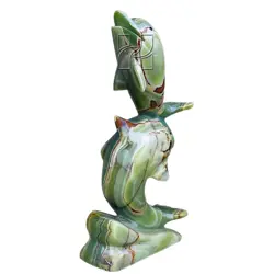 Handcrafted Green Onyx Double Dolphin Figurine – Natural Stone Decorative Sculpture for Home, Office, and Gifts – Unique