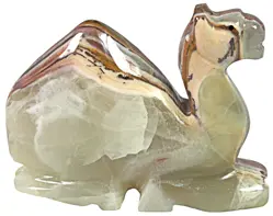 Handcrafted 4x4 Inch Green Onyx Camel Shape Desk Clock – Natural Stone Decorative Table Clock for Office, Home, or Gift – Unique Handmade Marble Camel Cloc