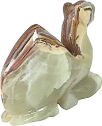 Handcrafted 4x4 Inch Green Onyx Camel Shape Desk Clock – Natural Stone Decorative Table Clock for Office, Home, or Gift – Unique Handmade Marble Camel Cloc