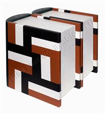 Elegant PU Leather Patchwork Companion Cremation Urn - Book-Shaped Memorial Keepsake