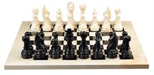 Botticino Cream & Jet Black Marble Natural Stone Chess Set With Rustic Series Chess Pieces 