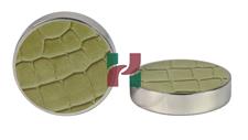 Olive Green Crocodile Textured Faux Leather Backgammon Checkers 44.5x10mm with Silver Edges & Olive Green Crocodile Faux Leather Storage Box