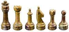 Jet Black Marble & Red Onyx Natural Stone Chess Set With Rustic Series Chess Pieces 