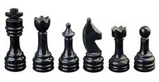 Jet Black & Coral Marble Natural Stone Chess Set With Rustic Series Chess Pieces 