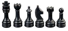 Marina  & Jet Black Marble Natural Stone Chess Set With Rustic Series Chess Pieces 