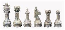 Coral & Jet Black Marble Natural Stone Chess Set With Rustic Series Chess Pieces 