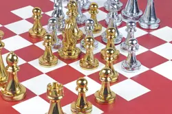 16-Inch Crimson Red Leather Chess Table – Rounded Luxury Game Table for Home Decor- hinaheritagehandicraft