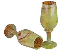 3x8 Inch Green Onyx Wine Glass Set with Elegant PU Leather Storage Box