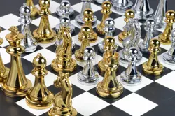 Handcrafted 16 Inch Rounded Chess Table with Storage, featuring Deluxe Golden & Silver Brass Chessmen