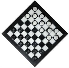 Premium Quality Black & White Marble Checkers Set – Elegant Game for Home Decor