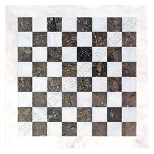 Oceanic and White Marble Chess Set with Dual Border Variants - Oceanic & White Marble Design