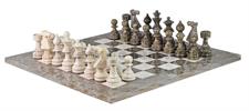 Oceanic & Botticino Marble European Series Chess Set with Faux Leather Storage Box – Luxury Handmade Classic Board Game