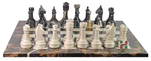 Michael Angelo & Verona Marble Rustic Series Chess Set – Handcrafted Stone Pieces with Faux Leather Storage Box – Luxury Classic Board Game Décor