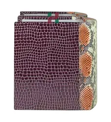 Elegant Book-Shaped Companion Cremation Urn – Deep Plum Crocodile & Tan Orange Brown Snake Pattern – For Couples’ Ashes