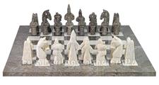 Royal Bishop Series Oceanic & Botticino Marble Chess Set with Faux Leather Storage Box – Elegant Handcrafted Luxury Board Game