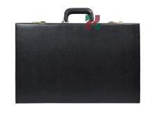 Premium Jet Black Snake Faux Leather Backgammon Attaché – 21x14x3 Inch Closed, Inlaid Playing Points, Luxury Travel Game Set