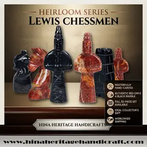 Handmade Jet Black Marble & Red Onyx Royal Bishop Series Chess Pieces Set – Luxury Natural Stone Chessmen for Collectors and Gifts