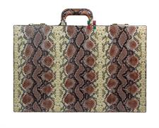 Elegant Multi-Toned Rustic Color Faux Leather Attache Backgammon Set – Snake Skin Texture, Inlaid Points, Dice Cups, and Attache Case