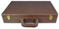 Chestnut Brown Ostrich Textured PU Leather Storage Box for Chess Set – Stylish and Durable Organizer for Chess Pieces and Board
