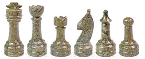 Handcrafted Fossil Coral and White Marble Chess Pieces Set – Luxury Stone Chess Pieces for Collectors