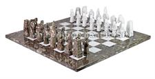 Luxury Oceanic & White Marble Chess Set – Handcrafted Stone Chess Board & Pieces for Home Décor & Gifting