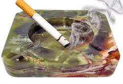 Handmade 6x6 Inch Green Onyx Square Ash Tray – Luxury Marble Smoking Tray for Patio or Lounge