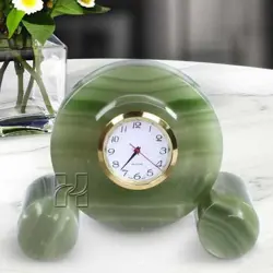 Premium Green Onyx Spindle Clock – Handcrafted Natural Stone Home and Office Decor