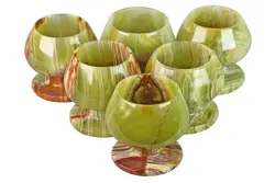 Green Onyx Marble Wine Goblets 4x4 Inch – Handmade Natural Stone Glassware for Special Occasions