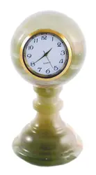 Luxury Green Onyx Pedestal Sphere Shape Mantel Clock – Decorative Office and Home Clock
