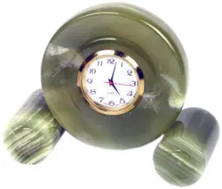Premium Green Onyx Spindle Clock – Handcrafted Natural Stone Home and Office Decor
