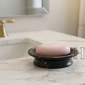 Elegant Jet Black Onyx Soap Dispenser – Solid Stone Design for Home & Hotel Bathrooms