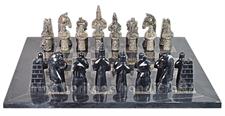 Premium Oceanic & Black Marble Chess Set – Handcrafted Stone Chessboard with Polished Marble Pieces for Home Decor & Collectors | Faux Leather Storage Box