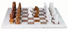 Luxury White Marble & Red Onyx Chess Set – Royal Bishop Series with Faux Leather Storage Box