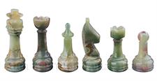 Green Onyx  & Jet Black Marble Natural Stone Chess Set With Rustic Series Chess Pieces 
