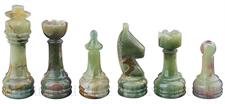 White Marble & Green Onyx Natural Stone Chess Set With Rustic Series Chess Pieces 