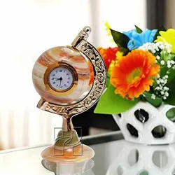 Natural Green Onyx Globe Clock for Study Table – Handcrafted Decorative Timepiece