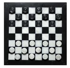 Premium Quality Black & White Marble Checkers Set – Elegant Game for Home Decor